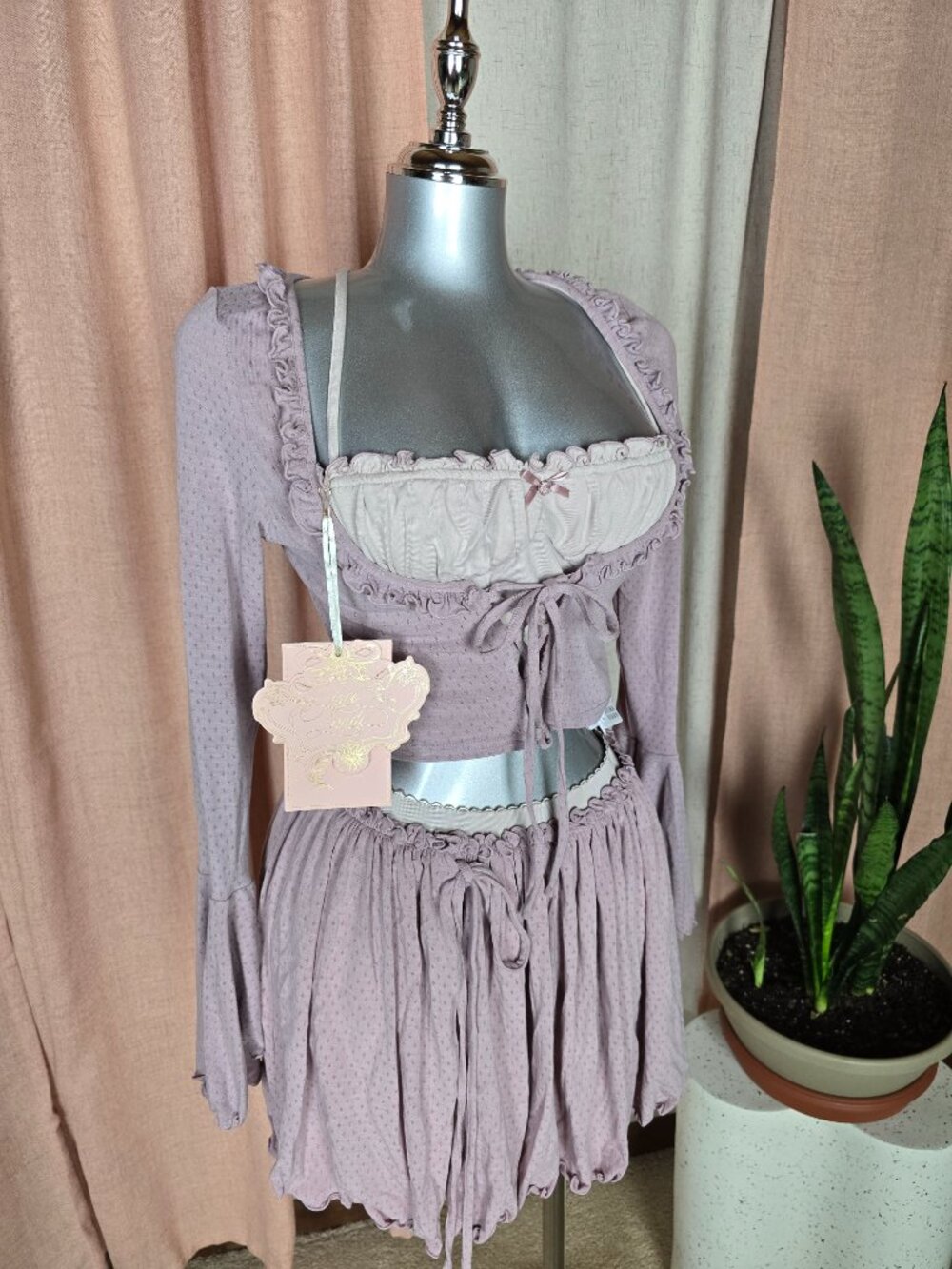 Lacemade Miss Taro Set, Cami, Pointenelle Corset Bellsleeve Top & Skort - Picture 3 of 11